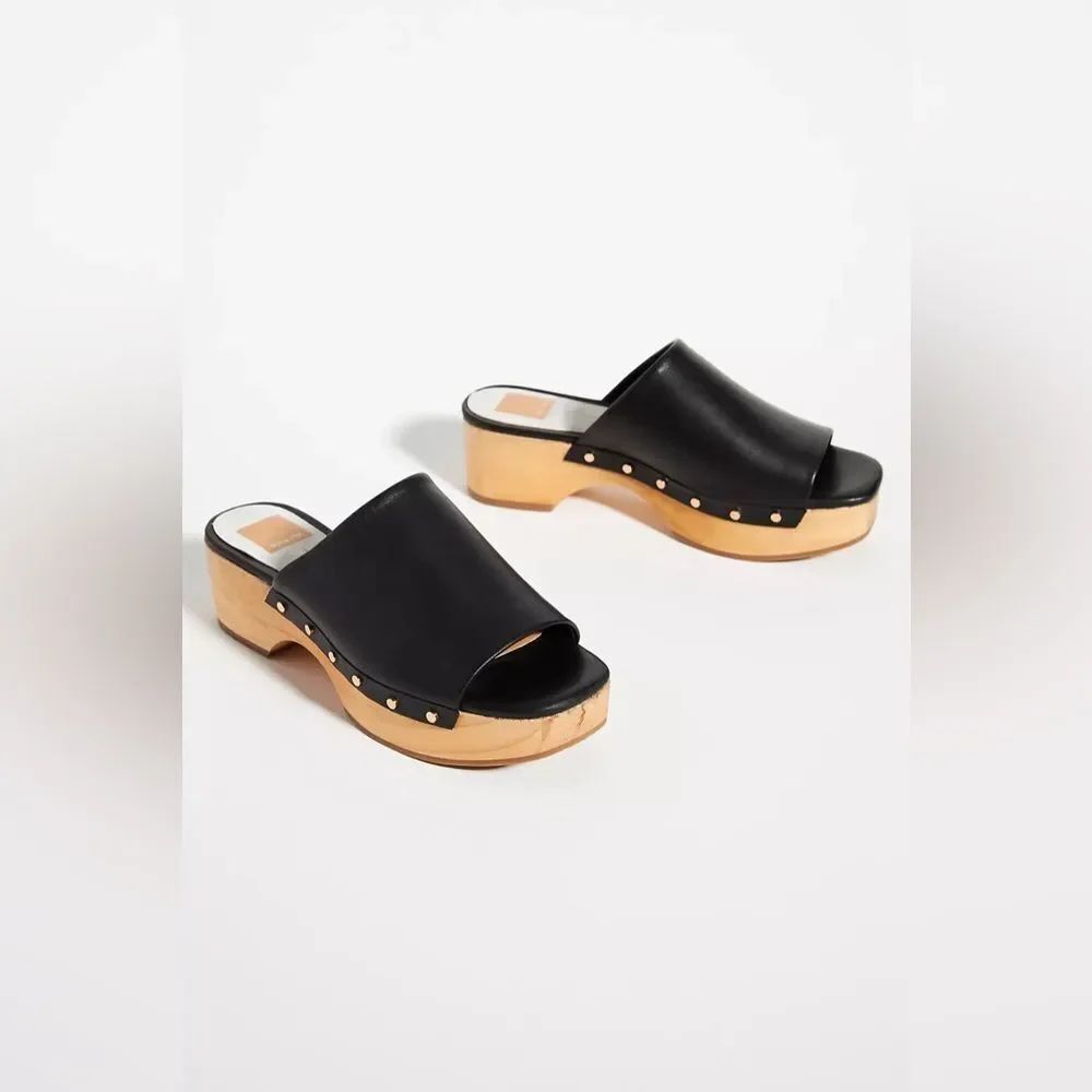 Dolce Vita Black Leather Dorado Clog 6